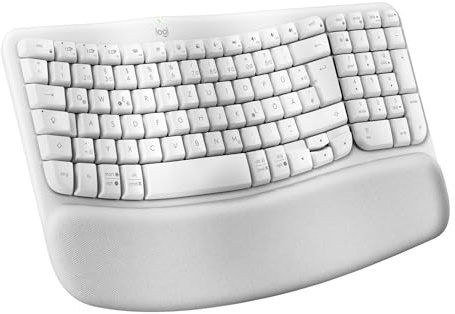 Logitech Wave Keys für Mac, kabellose ergonomische, gepolsterte Handballenauflage, Komfortables natürliches Tippen, Bluetooth-Tastatur, Easy-Switch, optimiert für Mac, Apple, iPad, QWERTZ DE - Weiß