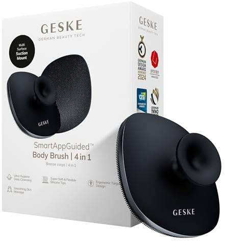 GESKE Body Brush | 4 in 1 | Reinigungsbürste | Design mit Metallring | Reinigungsbürste für den ganzen Körper | Professionelle Tiefenreinigung | Weiche Silikonnoppen, ergonomisches