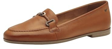 Tamaris Damen Loafer flach Leder, braun, 36 EU
