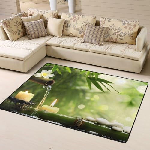 Mexpekil Bambus-Teppich mit Wasserkerze, 120 x 160 cm, rutschfester Teppich für Wohnzimmer, Schlafzimmer, waschbar, große Matte, moderne Heimdekoration für drinnen und draußen