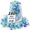 1 LB Flat Glass Beads, 160-180PCS Small Glass Marbles, Mini Flat Round Pebbles for Vase Filler and Floral, Fish Tank Rocks Decorative Gemstones for Home and Aquarium Décor,Mixed Green and Blue