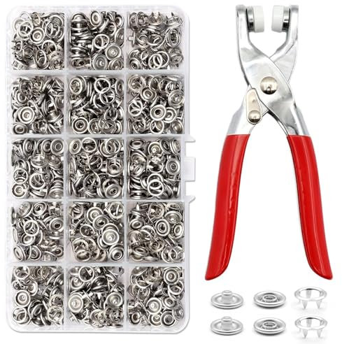 250 Sets Druckknopf Set mit Zange, Druckknöpfe Metall 9.5mm Silber Jersey Druckknöpfe Knöpfe Ohne Nähen für DIY Basteln Kinderbekleidung Kleidung Taschen Handgemaakt