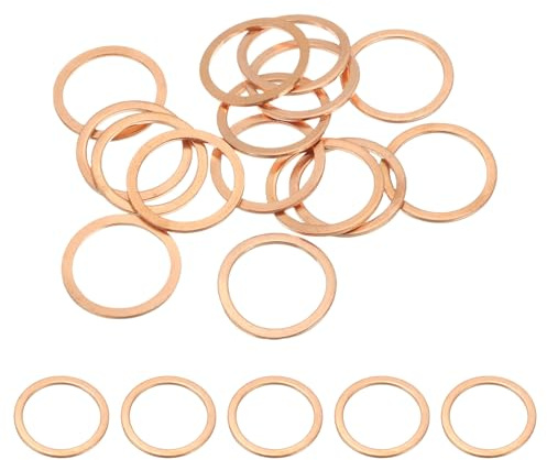 PATIKIL Joint Cuivre M24, 15 Pièces 24mm ID 30mm OD 1.5mm D'Épaisseur Rondelle Plate Métrique pour Vis Boulon Bouchons de Vidange D'Huile