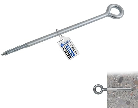 GeZu Impex Boulon à oeil 300 mm | Galvanisé Boulons à anneau à œil à tige à vis Fermée Robuste