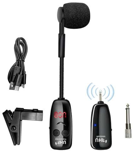 Violin-Mikrofon - Kabelloses Trompetenmikrofon | Plin Mikrofon mit LED-Bildschirm für Hörner, Trompeten, Klarinetten, Saxophone, Sprachverstärker für