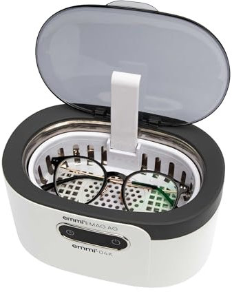 Emmi-04K Ultraschallreiniger mit Edelstahlwanne – 0,6L Ultraschallgerät für Schmuck, Brillen, Uhren & Dentalinstrumente mit 100ml EM-090 Universalreiniger – 43 kHz Frequenz, 50W Leistung