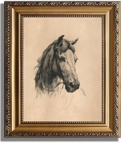 ASTRDECOR Klassische Pferde-Wandkunstdrucke, Vintage-Bauernhaus-Wanddekoration, rustikales Kunstwerk auf Leinwand, antikes Westernpferd-Kopf-Bild, gerahmtes Ölgemälde für Wohnzimmer, Schlafzimmer