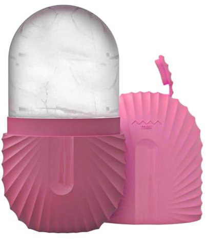 Ice Gesichtsroller-Form, Silikon, Gefrierbälle zur Hautstraffung und Entpuffung, wiederverwendbar, gefriergeeignet, Gesichtsmassagegerät (11,5 x 6,2 cm), Rosarot