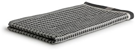 MÖVE New Heritage Waffelpiquée Gästetuch 30 x 50 cm aus 100% Baumwolle, Black/Nature