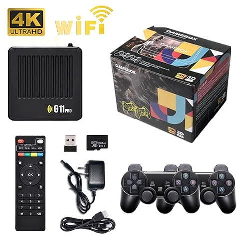 Asudaro 128G G11Pro Console Jeu 9.0G Console Jeu Rétro Sans Fil Prise En Charge 60 Émulateurs Jeu Classiques Sortie Hdmi 4K Plug And Play Vidéo Tv Console Jeu Psp Avec Double Contrôleur Prise Ue