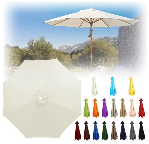 Große Gartensonnenschirm-Ersatzstoff, 2.0m bis 3.50m, Dicke und Stark Marktschirm Ersatzabdeckung, 6/8 Rippen Sonnenschirm Ersatzbezug, Outdoor Regenschirm Sonnenschutz Baldachin, 18 Farben(Dark green