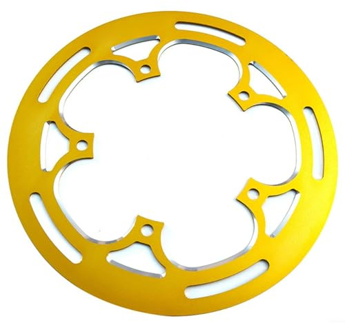 Snowchecking Aluminium-Fahrrad-Kettenschutz-Ringabdeckung für BCD 130 mm, kompatibel mit 50–54T Einzel-Kettenblatt-System (goldfarben)