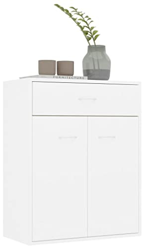 Tomostar Buffet Cuisine, Buffet Bas Meuble de Rangement Salon Blanc 60x30x75 cm Bois d'ingénierie