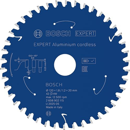 Bosch 1x Expert Aluminium Cordless Circ Saw | for Aluminium, Ø 120 mm, Professional Accessory Hand-Held Cordless Circular Saws, Hand-Held Cordless Dry Cutter