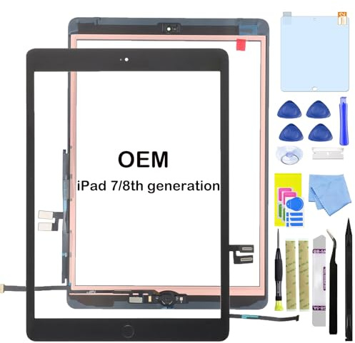 Paisrulim Ersatzdisplay für iPad 7. / 8. Generation, OEM-Digitizer-Touch-Glas, Ersatz für iPad 7. / 8. Generation 10,2 cm (10,2 Zoll) A2197, A2198, A2200, A2270, A2428, A2429, A2430 mit Home-Taste