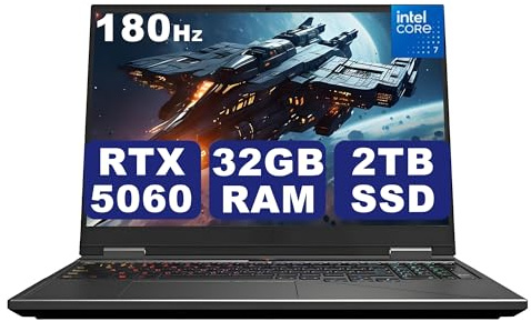 GUOM Gaming Laptop, GeForce RTX 5060 8GB GDDR7 GPU, 20 Cores 14th Gen Intel Core i7-14700HX CPU, 32GB DDR5 RAM, 2TB PCIe4 NVMe SSD, 16 Ultra HD Display 2.5K 180Hz/3ms, Wi-Fi 6E, Backlit, Win11 Pro