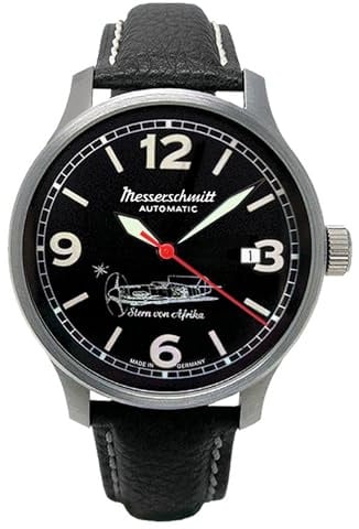 Messerschmitt Aristo Herren Uhr Fliegeruhr Automatik ME-42Stern-A Leder