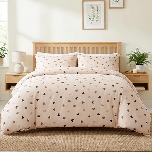 Nayoroom Bettwäsche 140x200 2teilig Herzen Bettbezug mit Kissenbezug 70x90 | ÖKO-TEX, Microfaser, Bettwäsche-Sets mit Reißverschluss, Einzelbett, 2teilig