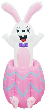 Nishiyuenyi Osterhase Aufblasbare Dekoration Ostern Kaninchenfigur Wetterfestes Polyester Leuchtelement Automatische Inflation für Garten Hof Feste Außenbereich