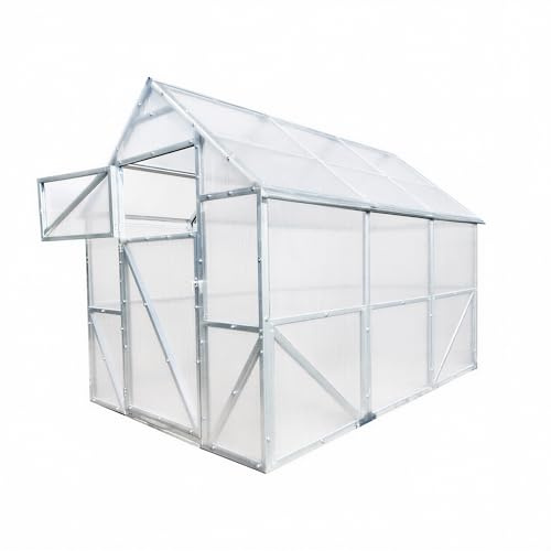 Smart Gewächshaus Stahl 200x500x220cm mit Fundament| UV-beständige 4 mm Hohlkammerplatten | Winterfestes Tomatenhaus & Treibhaus für Garten