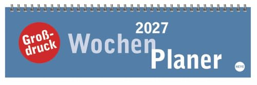 Großdruck Wochenquerplaner 2027: Praktischer Tischquerkalender mit extra großer Schrift. Schlichter Tischkalender 2027 fürs Büro. Wochenplaner für den Schreibtisch.