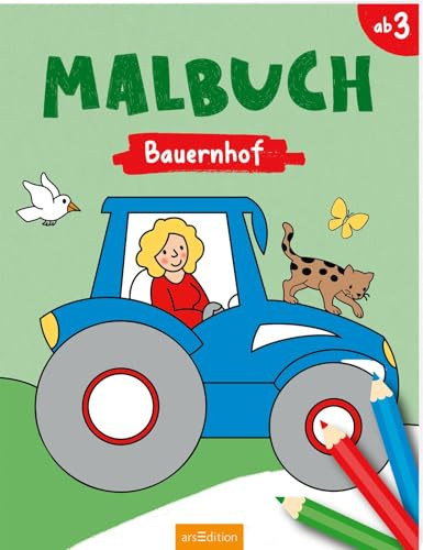 Malbuch Bauernhof: Malbuch ab 3 Jahren | Schwarz-Weiß-Malbuch mit einfachen Motiven