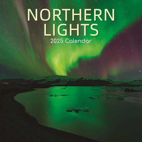 2025 Square Wall Calendar, Northern Lights, 16-Month Natural World Theme with 180 Reminder Stickers (30 x 30 CM)