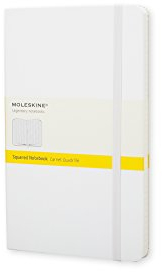 Moleskine farbiges Notizbuch (Pocket, Hardcover, kariert) weiss
