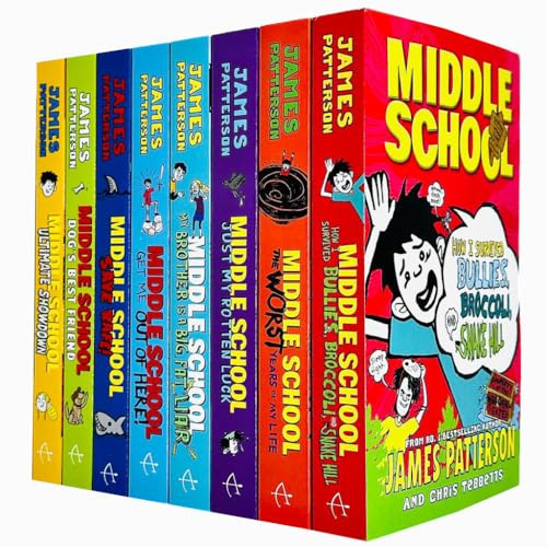 James Patterson Middle School 8 Books Collection Set (Worst Years of My Life,Get Me Out of Here,My Brother Is a Big Fat Liar,How I Survived Bullies Broccoli and Snake Hill,Ultimate Showdown & More)