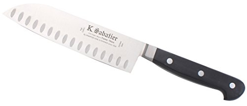 K SABATIER - Cuisine Orientale 17 Cm Alvéolée Gamme Authentique - Acier Inoxydable - Manche Noir - 100% Forge - Entièrement Fabrique en France