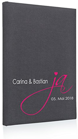 Hochzeitideal Stammbuch der Familie, Familienstammbuch, Buchbinderleinen grau, Nr. 128 inkl. Personalisierung