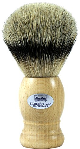Hans Baier Exclusive Rasierpinsel Echt Silberspitz Dachshaar - Griff Buchenholz
