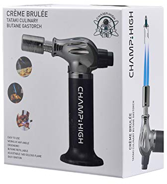 CHAMP HIGH Profi-Küchenbrenner, 18,5 cm, Blueflame die Crème Brûlée, Backen, Desserts, Crème Brûlée, Camping Schwarz