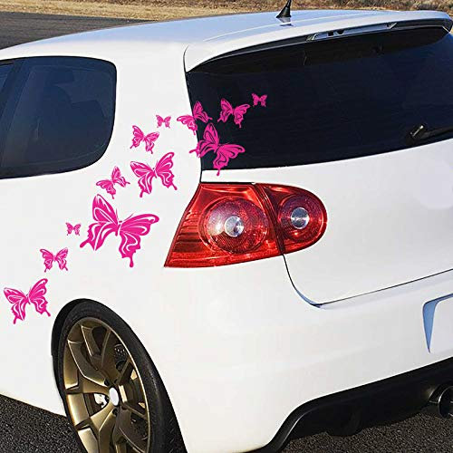 INDIGOS UG - Auto Aufkleber - 14-teiliger Butterfly Autoaufkleber-Bogen 60cm x 30cm pink - Heckscheibenaufkleber - Autoaufkleber lustig - Tuning - Spoiler - Sticker Wohnmobil