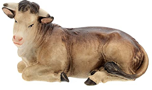 Liegender Ochse für Krippe Kostner Grödnertal Holz 12cm