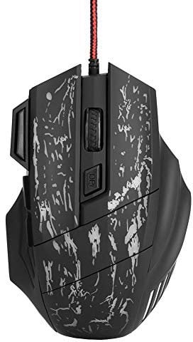 Kafuty Wired Mouse, 7 Buttons USB E-sports Gaming Mouse, Colorful Breathing Lights, 5 Adjustable Speed DPI, Comfortable Hand Feeling for PC Games