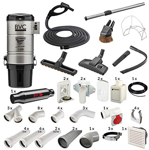 HOK Hausgeräteservice O.Kutschwalski BVC Zentralstaubsauger All-IN-ONE - C 600 Silverline-Paket - bis 100 m² - 2 SD, 22000