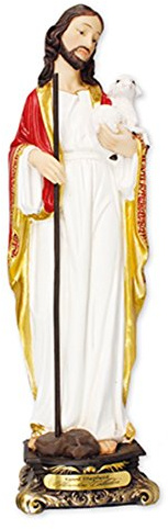 Biblegifts Statue Jesus guter Schäferhund, Florentiner, sehr groß, 40 cm, traditionelles italienisches Design, Kunstharz, Christ trägt Baby-Lamm, Gold-Kollektion, in Geschenkbox