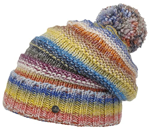 LIERYS Fauske Bommelmütze Damen/Herren - Pudelmütze mit Schurwolle - Made In Germany - Gestrickt - One Size 55-60 cm - Wollmütze in Oversize - Wintermütze Herbst/Winter bunt One Size