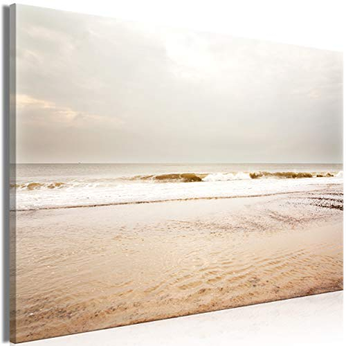 decomonkey Bilder Strand Meer 60x40 cm 1 Teilig Leinwandbilder Bild auf Leinwand Vlies Wandbild Kunstdruck Wanddeko Wand Wohnzimmer Wanddekoration Deko Beige Natur Landschaft