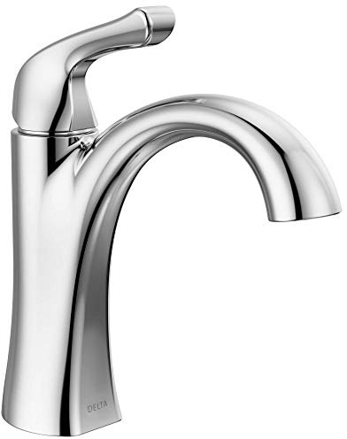 Delta Arvo Chrome Bathroom Faucet 1 Hole, Single Hole Bathroom Sink Faucet for Vanity, Push-Pop Drain Assembly, Chrome 15840LF