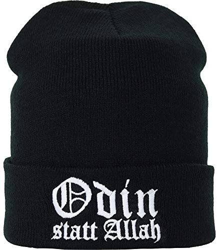 EXPRESS-STICKEREI Lustige Strickmütze - Warme Wintermütze mit Spruch Odin statt Allah - Wikinger Beanie für Damen und Herren - Unisex Wollmütze - Haube mit Spruch