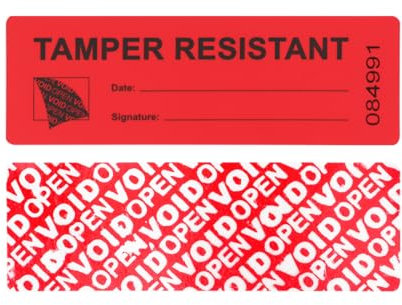 100 x manipulationssichere Sicherheitsaufkleber Klebeband Garantie Void Resistant Labels Seals Safety Prevent Open (3,18 x 8,94 cm) 100 Stück rot