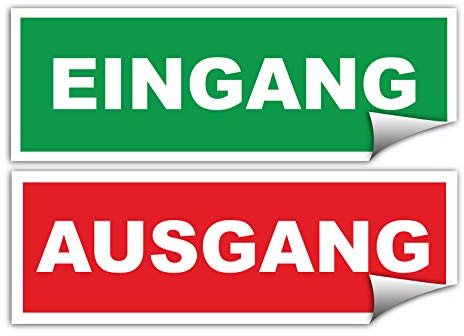 2x Eingang und 2x Ausgang Aufkleber 21x7,2 cm Sticker mit UV Schutz für Außen-und Innenbereich