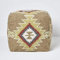 Homescapes Pouf im Boho-Look, braun und orange gemusterter Kelim-Fußhocker Jaipur, buntes Bodenkissen fürs Wohnzimmer oder Schlafzimmer aus Wolle und Baumwolle im Retro-Stil, 43 x 43 x 43 cm