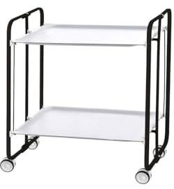 Don Hierro - Klappbarer Rolltisch Bauhaus, 2 Ablagen, Gestell schwarz-weiß