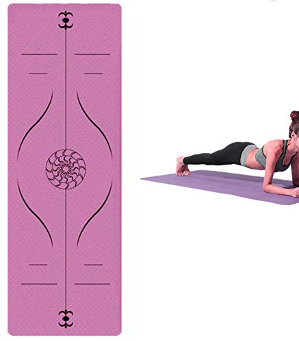 KUENG Trainingsmatte Sportmatte Dicke Yogamatte Naturkautschuk Sportmatte Fitnessmatte rutschfest Yogamatte GüNstig Yogamatte Muster pink,positionline