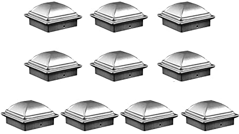 CLLX 10 x Pfostenkappe Für Zaunpfosten | Verzinktem Stahl | Pyramiden Form | Abdeckkappe Für Holzpfosten, Zaunkappe,Silber,120mm