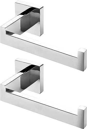 HITSLAM Portarrollos Papel Higiénico Baño Acabado Pulido, 304 Acero Inoxidable, Porta Rollos para La Cocina y El Haño, Portarollos de Papel Higiénico Premium Montaje en Pared 2 Piezas (Cuadrado)