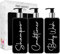 Print ManiacsMrs Hinch Inspired Signature Black 500ml Square Reusable Dispenser Bottle Silver Pump Personalised Bathroom Storage Toiletries Set F2 (White, Shamp, Con, Body Wash)